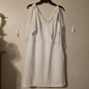 BCBGeneration Cream Mini Dress with Tie Straps